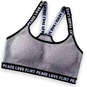 New Love Flirt Peace Gray Push Up Comfortable Sports Bra